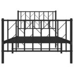 vidaXL Cadre de lit métal sans matelas avec pied de lit noir 90x190 cm