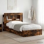 vidaXL Cadre de lit avec rangement avec tiroir Chêne fumé 90 x 190 cm