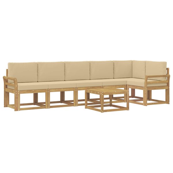 vidaXL Ensemble de canapés d'extérieur 7 pc Blanc et Beige Polyester