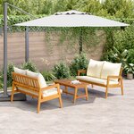 Ensemble de bistrot 3 pièces avec coussins en bois d'acacia