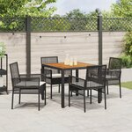 vidaXL Ensemble Salle à Manger Jardin 5 Pièces avec Coussins Noir Poly Rattan