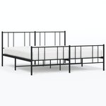 vidaXL Cadre de lit métal sans matelas avec pied de lit noir 200x200cm