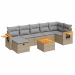 vidaXL Salon de jardin avec coussins 8 Pièces beige résine tressée