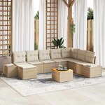 vidaXL Ensemble de canapé de jardin 9 Pièces Beige Poly rotin