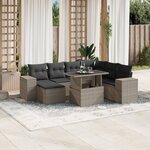 vidaXL Salon de jardin 8 Pièces avec coussins gris clair résine tressée