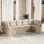 vidaXL Ensemble de canapé de jardin 7 Pièces Beige Poly rotin