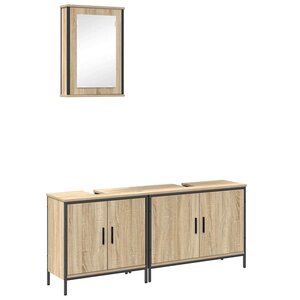 vidaXL Ensemble de mobilier de salle de bain avec étagère 3 Pièces Marron