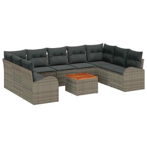 vidaXL Ensemble de canapé de jardin 10 Pièces Gris