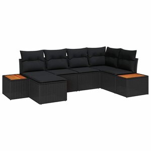 vidaXL Ensemble de canapé de jardin 6 Pièces Noir 264 x 154 x 85 cm
