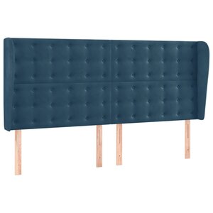 vidaXL Tête de lit avec oreilles Bleu foncé 183x23x118/128 cm Velours