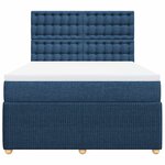 vidaXL Sommier à lattes de lit avec matelas Bleu 140x200 cm Tissu