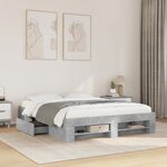 vidaXL Cadre de lit sans matelas gris béton 150x200 cm bois ingénierie