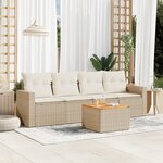 vidaXL Salon de jardin avec coussins 5 Pièces beige résine tressée
