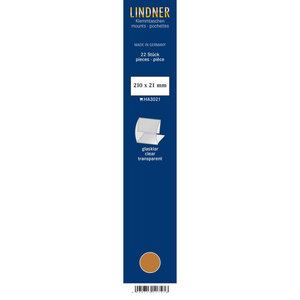 Bandes Klemmfix double soudure 210 x 21 mm pour timbres-poste. Fond - Transparent