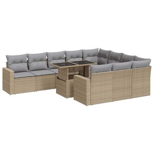 vidaXL Salon de jardin 11 Pièces avec coussins beige résine tressée