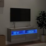 vidaXL Meuble TV mural avec lumières LED sonoma gris 100x30x40 cm