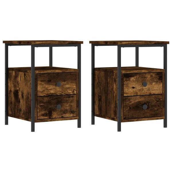 vidaXL Tables de chevet 2 Pièces chêne fumé 34x35 5x50 cm bois ingénierie