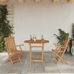 vidaXL Ensemble Bistro de Jardin Pliable 3 Pièces en Bois Massif d'Acacia