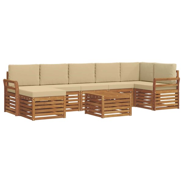 vidaXL Ensemble de canapés d'extérieur 8 pc Naturel et Beige