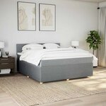 vidaXL Sommier à lattes de lit avec matelas Gris clair 180x200cm Tissu