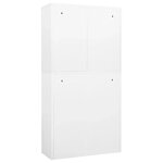 Armoire de bureau classique rangement dossiers 90 x 40 x 180 cm avec 3 étagères réglables en acier blanc 02_0046915