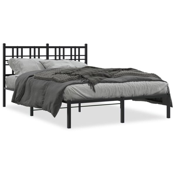 vidaXL Cadre de lit métal sans matelas avec tête de lit noir 135x190cm