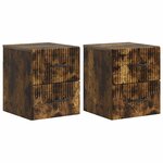 vidaXL Cabinet de chevet mural 2 pc Chêne fumé 34 5 x 33 x 40 cm