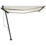 vidaXL Auvent automatique avec capteur de vent et LED 400x350 cm Crème