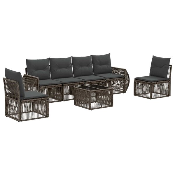 vidaXL Ensemble de canapé de jardin 7 Pièces Gris et Gris foncé polyrotin