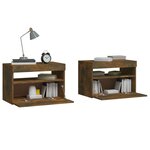 vidaXL Tables de chevet 2 Pièces et lumières LED Chêne fumé 60x35x40 cm