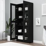 vidaXL Armoire à vitrine Noir 82 5x30 5x185 cm Bois d’ingénierie