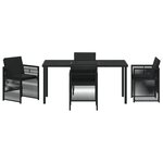 Ensemble de jardin 5 pièces avec coussins en poly rattan noir vidaXL