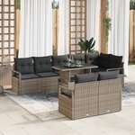 vidaXL Ensemble de canapé de jardin 9 Pièces Gris Poly rotin