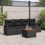 vidaXL Ensemble de canapé de jardin 5 Pièces Noir