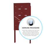 Bloc collectif Leabox  2x4  grade 3  simple face  Extérieur  fixation sur pieds à sceller  Rouge brun RAL 3011 finition brillante