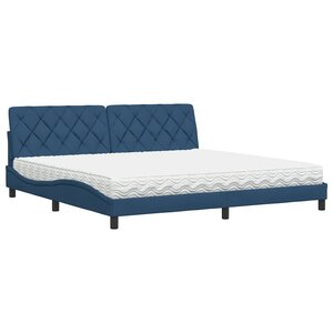 vidaXL Lit avec matelas bleu 200x200 cm tissu