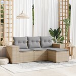 vidaXL Salon de jardin avec coussins 4 Pièces beige résine tressée