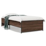 vidaXL Cadre de lit chêne marron 90x190 cm bois d'ingénierie et métal