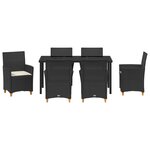 vidaXL Ensemble de salle à manger de jardin 7 pièces avec coussins Noir Poly Rattan