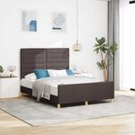 vidaXL Cadre de lit avec tête de lit Marron foncé 140 x 190 cm tissu