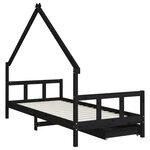 vidaXL Cadre de lit enfant avec tiroirs noir 90x200 cm bois pin massif