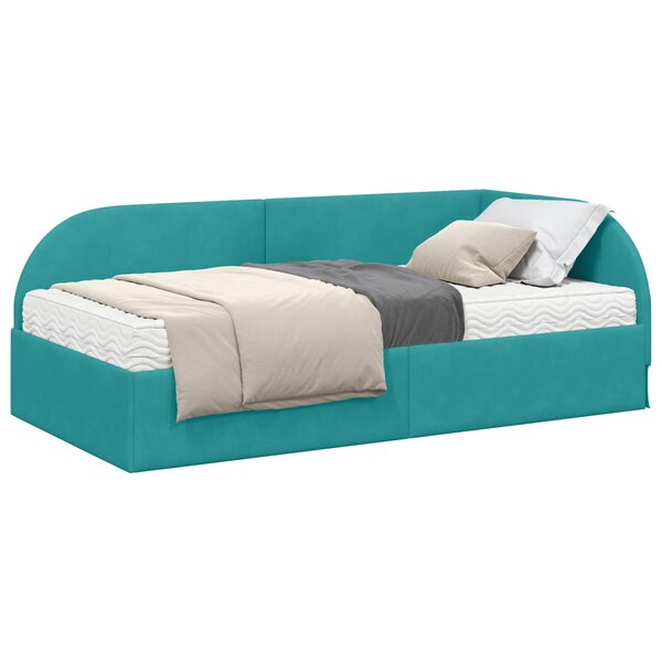 vidaXL Cadre de lit d'angle avec matelas 2 pc Turquoise 80 x 200 cm
