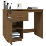 Bureau table poste de travail meuble d'ordinateur informatique étude miel 95 x 50 x 75 cm bois massif de pin brun 02_0023874