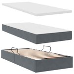 vidaXL Lit de rangement LED avec matelas Gris foncé 90 x 200 cm