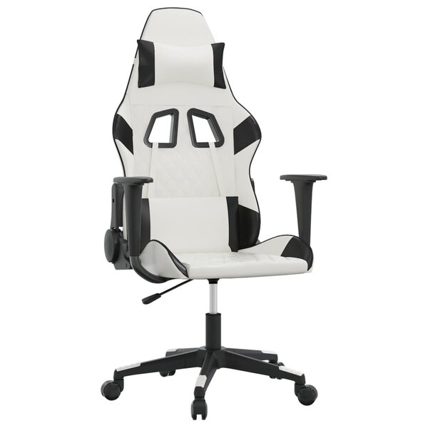 vidaXL Chaise de jeu Blanc et noir Similicuir