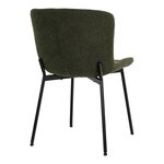2 chaises de salle à manger vert foncé en polyester bouclé avec pieds noirs