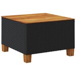 vidaXL Table de jardin noir 55x55x36 cm résine tressée et bois acacia