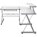 Bureau table poste de travail meuble d'ordinateur informatique étude d'ordinateur d'angle 132 x 112 x 99 cm bois ingénierie blanc 02_0023730