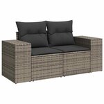 vidaXL Ensemble de canapé de jardin avec coussin 14 Pièces Gris polyrotin