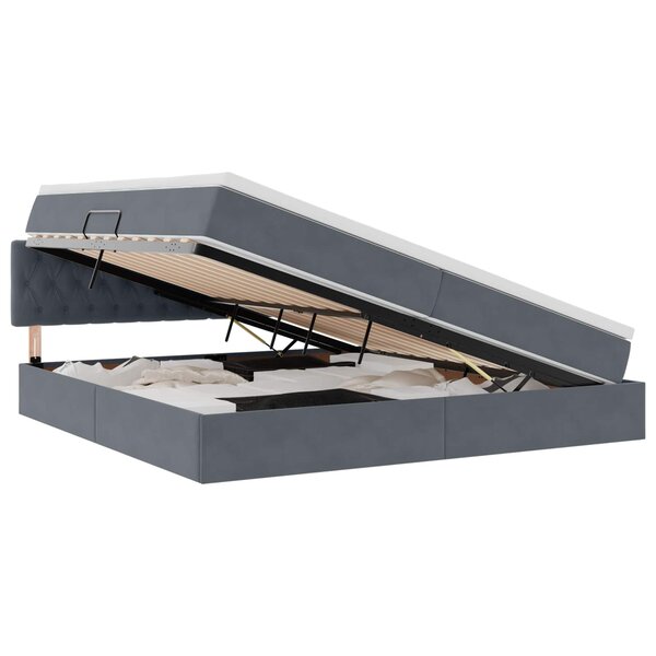 vidaXL Lit avec rangement et LED Gris foncé 200 x 200 cm Velours